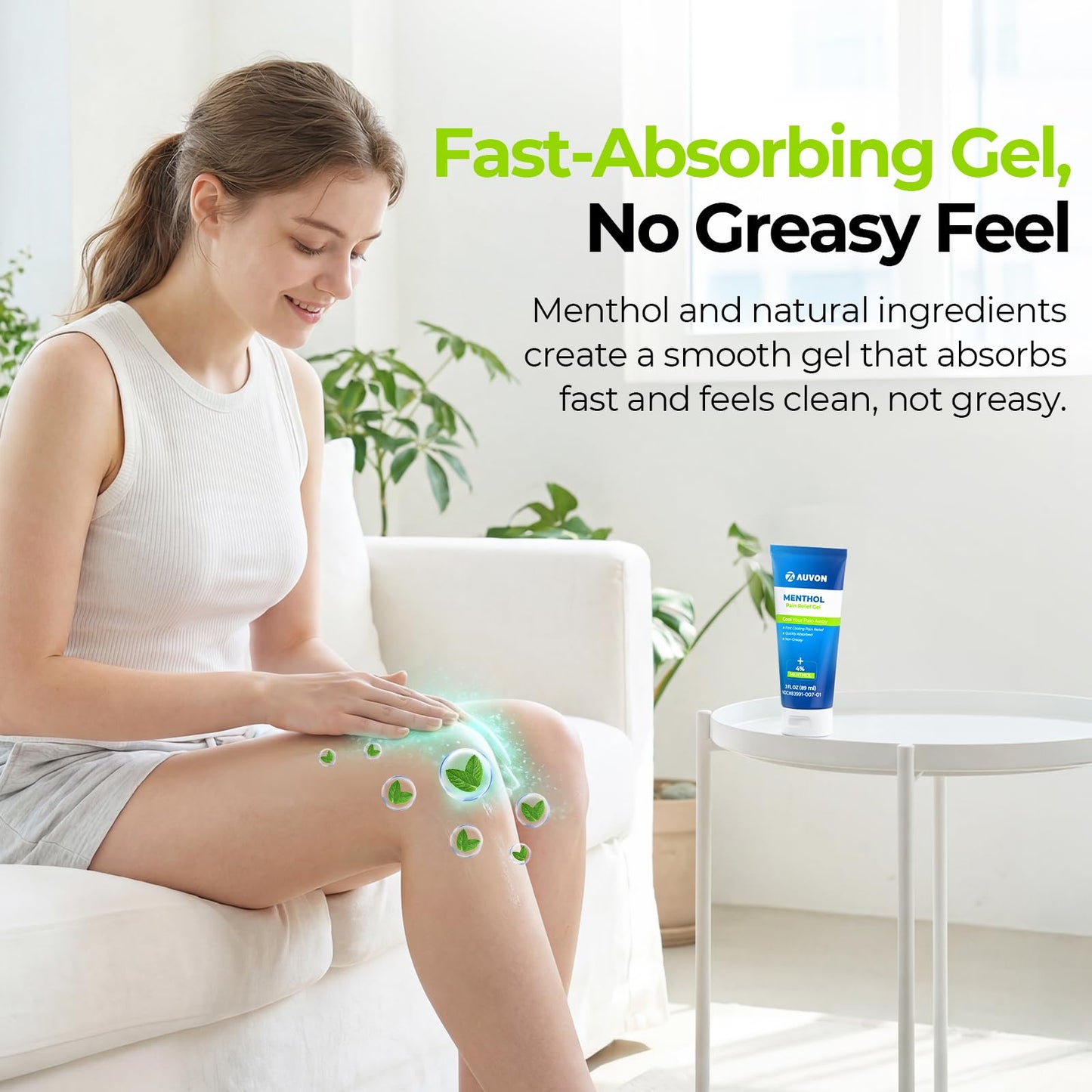 AUVON Menthol Pain Relief Gel for Chronic Joint & Back Pain, Arthritis Pain Reliever for Muscle Pain Relief, Fast-Acting Menthol Cooling Gel Soothes Knee, Hip, Shoulder, Neck Pain, 3 FL OZ Per Pack - dailyvitalstore