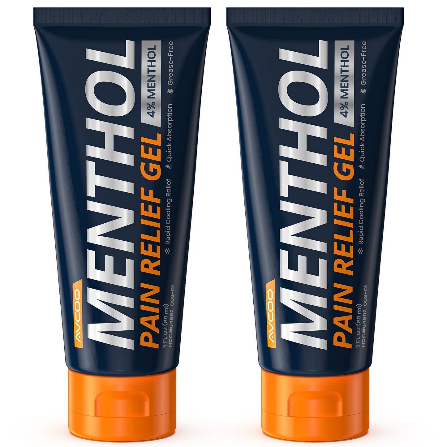 AVCOO 4% Menthol Pain Relief Gel, Cooling Sensation for Arthritis, Knees, Joint, Sore Muscle, Neck, Shoulder and Lower Back Pain Relief, Grease-Free Gel, 2 Packs (3 OZ Per Pack) - dailyvitalstore
