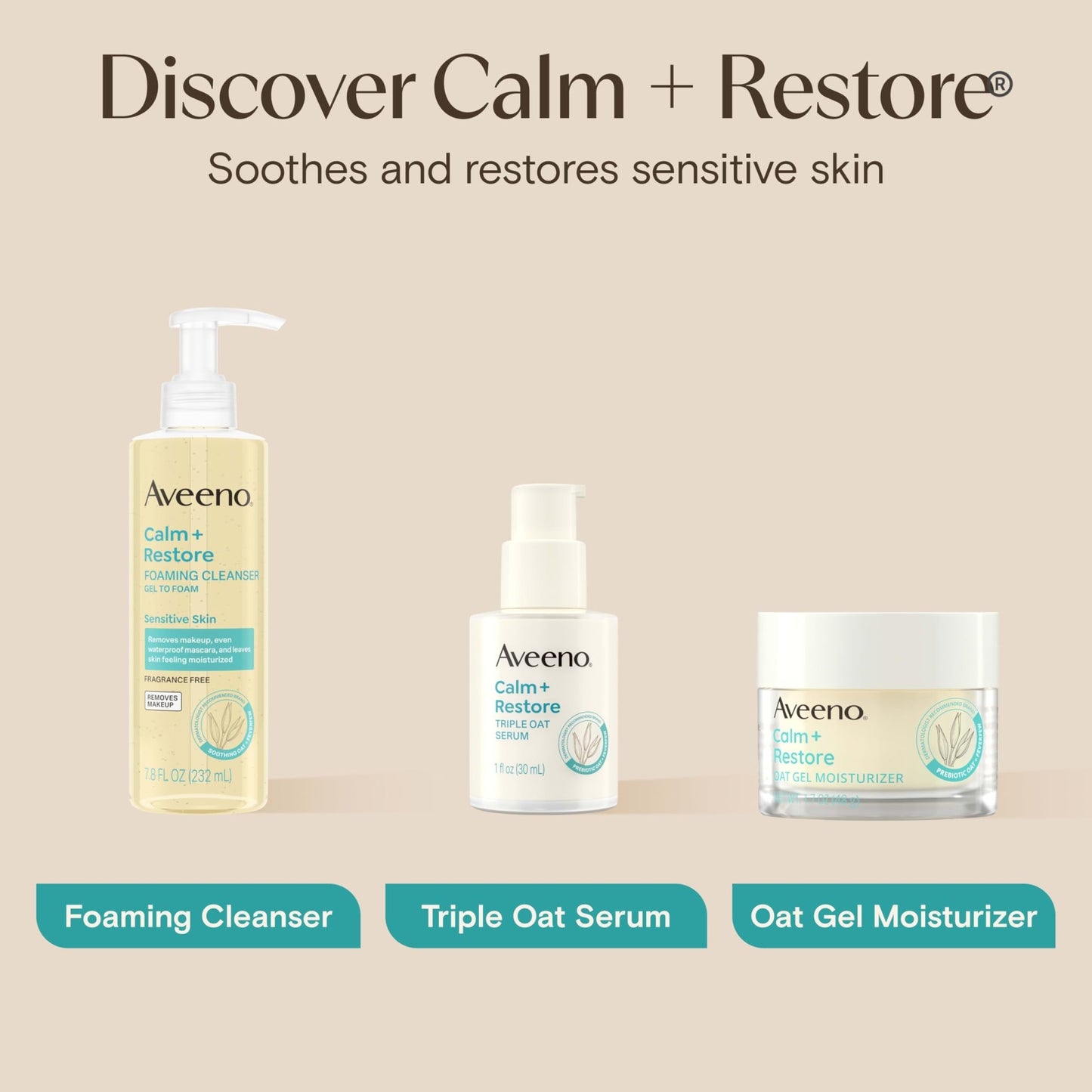 Aveeno Calm + Restore Triple Oat Hydrating Face Serum for Sensitive Skin, Gentle Lightweight Hydrating Serum for Face Instantly Smooths Skin, - dailyvitalstore