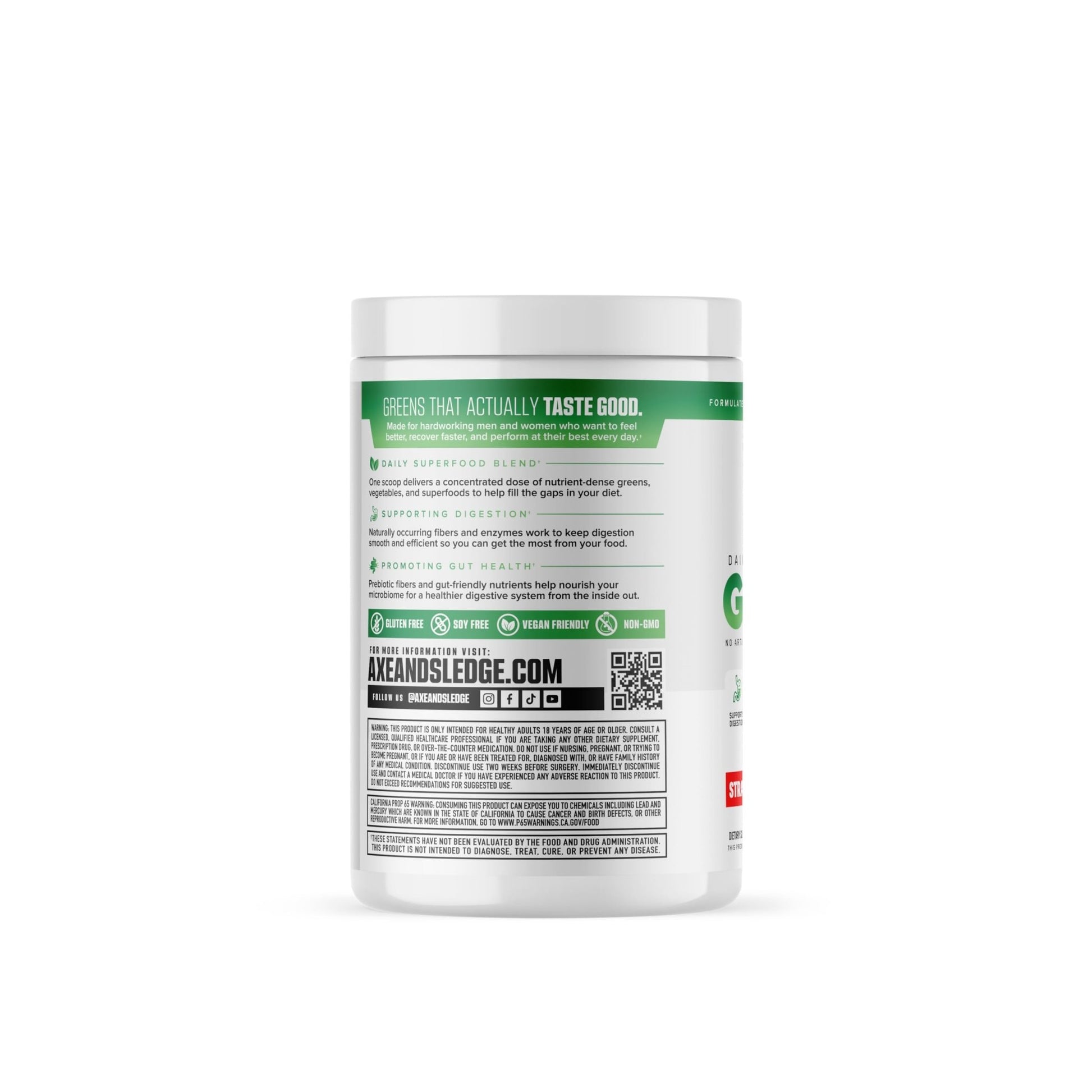 Axe & Sledge Super Greens and Reds Powder – Greens Drink with Superfoods, Probiotics & Digestive Enzymes for Energy, Gut Health & Bloating | Strawberry Banana - dailyvitalstore