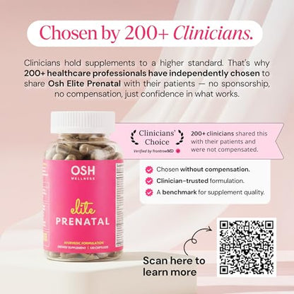 Ayurvedic Elite Prenatal Vitamins with Folate, Choline, Iron, Iodine & more | Made in USA | Optimal Bioavailability | Supports Baby's Growth and Brain Development | 30 Day Supply - OSH Wellness - dailyvitalstore