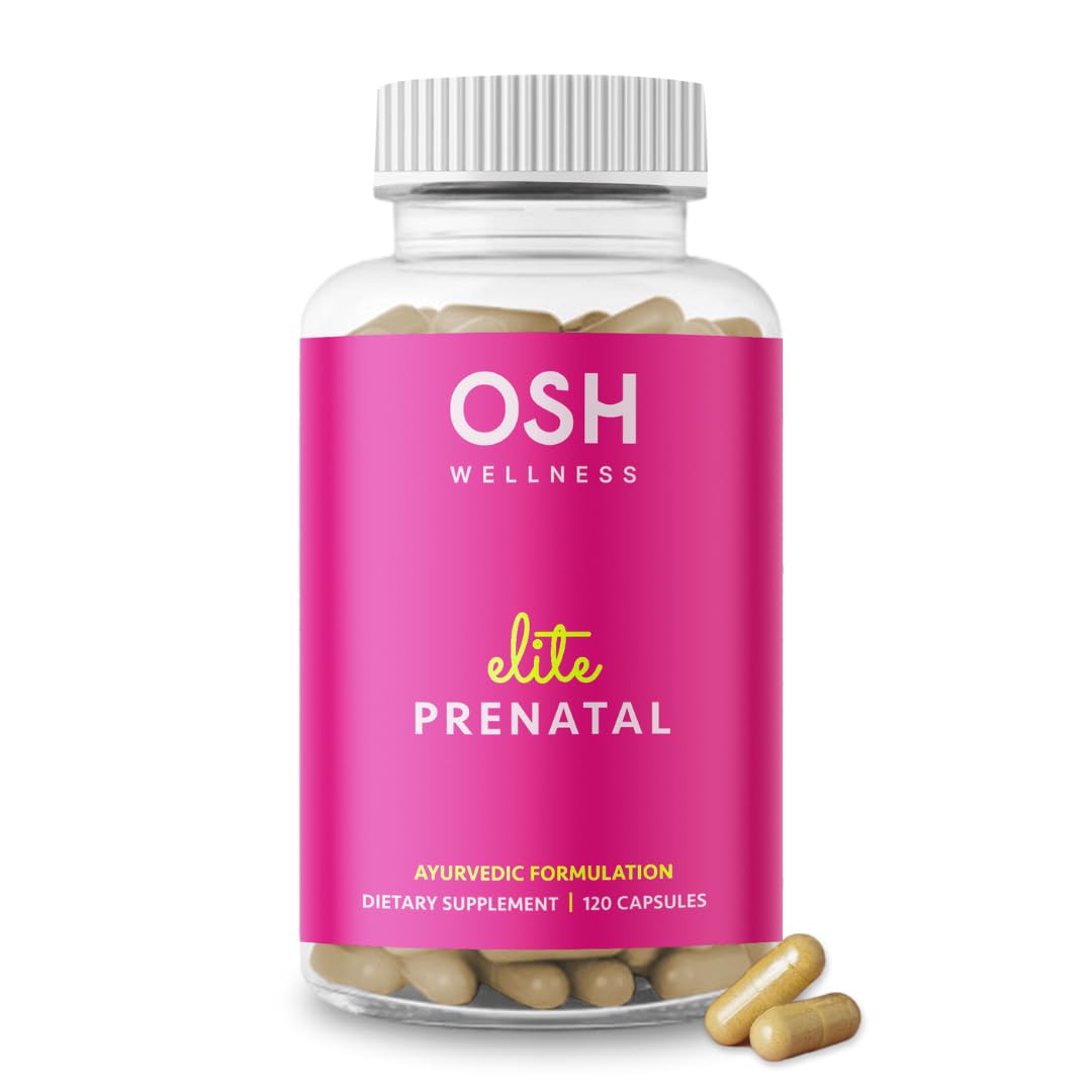 Ayurvedic Elite Prenatal Vitamins with Folate, Choline, Iron, Iodine & more | Made in USA | Optimal Bioavailability | Supports Baby's Growth and Brain Development | 30 Day Supply - OSH Wellness - dailyvitalstore