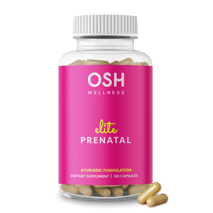 Ayurvedic Elite Prenatal Vitamins with Folate, Choline, Iron, Iodine & more | Made in USA | Optimal Bioavailability | Supports Baby's Growth and Brain Development | 30 Day Supply - OSH Wellness - dailyvitalstore