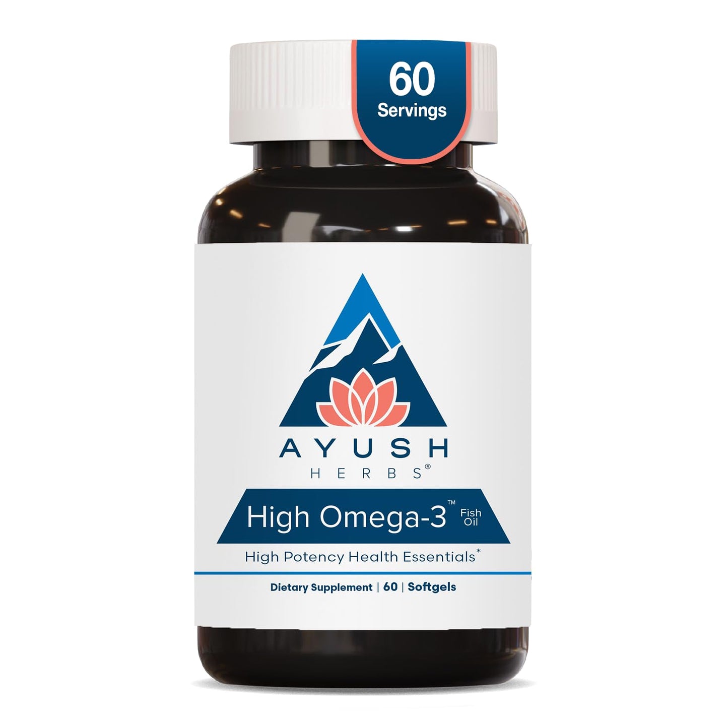 Ayush Herbs High Omega 3 - Omega 3 Fish Oil, 1000mg Per Capsule, EPA & DHA Fish Oil Supplement for Women & Men, - dailyvitalstore