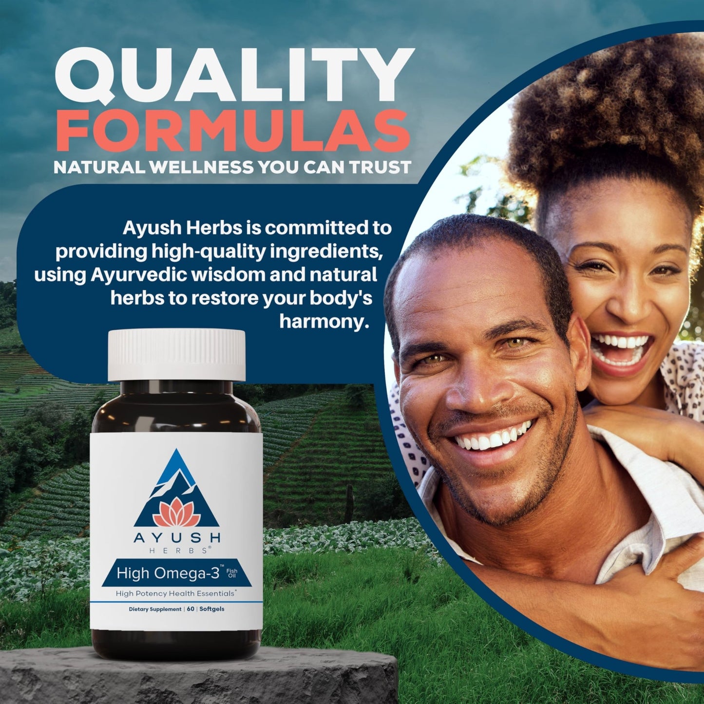 Ayush Herbs High Omega 3 - Omega 3 Fish Oil, 1000mg Per Capsule, EPA & DHA Fish Oil Supplement for Women & Men, - dailyvitalstore