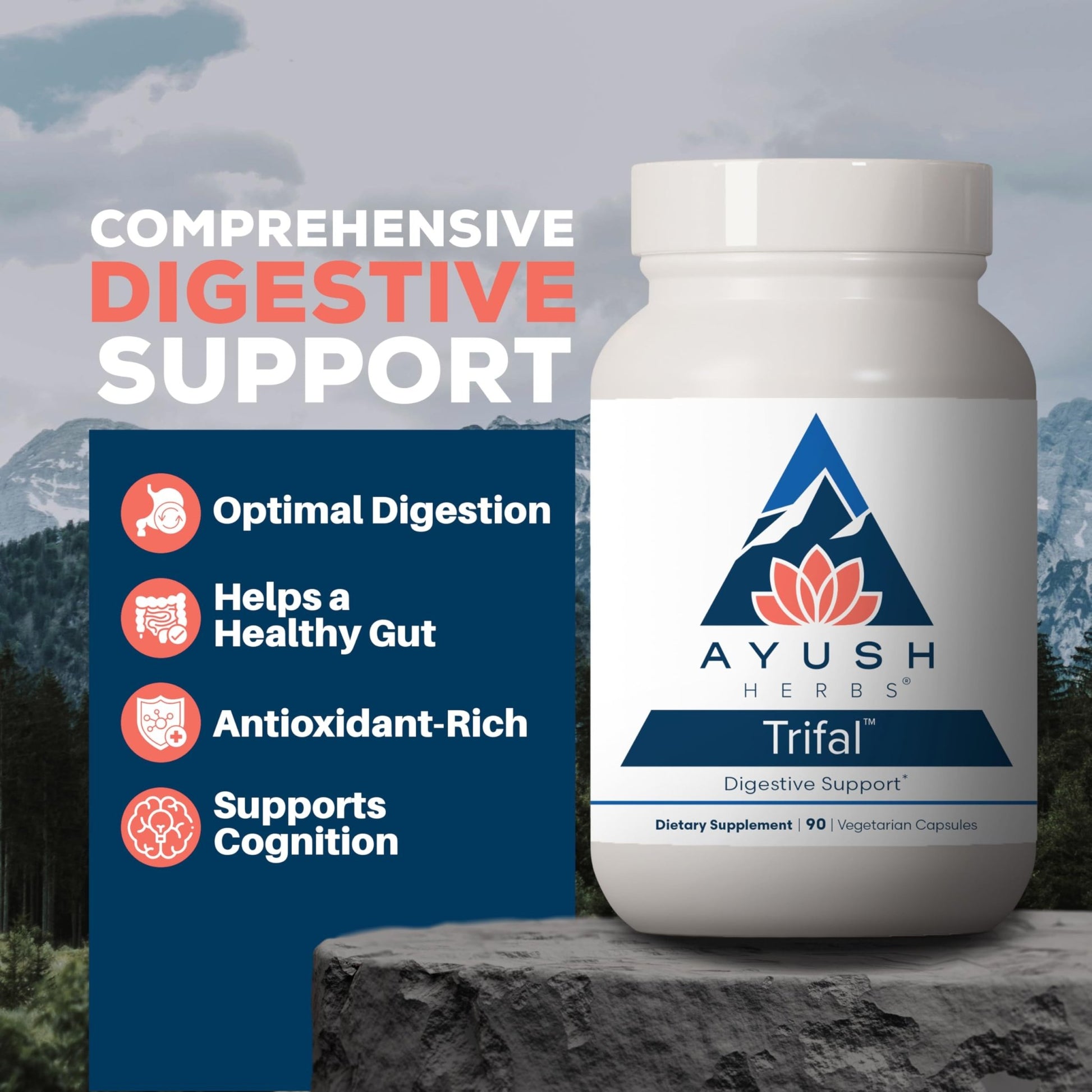 Ayush Herbs Trifal Digestive Support with Amla - Triphala Supplement for Women & Men, Promotes Balanced Digestion, Antioxidant Rich, Made with Organic Ingredients - 90 Vegetarian Capsules (1 Count) - dailyvitalstore