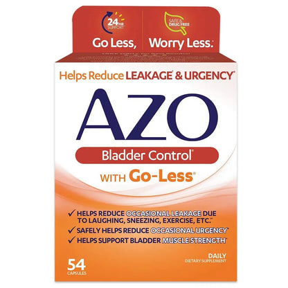 AZO Bladder Control with Go-Less Daily Supplement | Helps Reduce Occasional Urgency & Leakage | 54 Count Cranberry Urinary Tract Health | 100 Softgels - dailyvitalstore