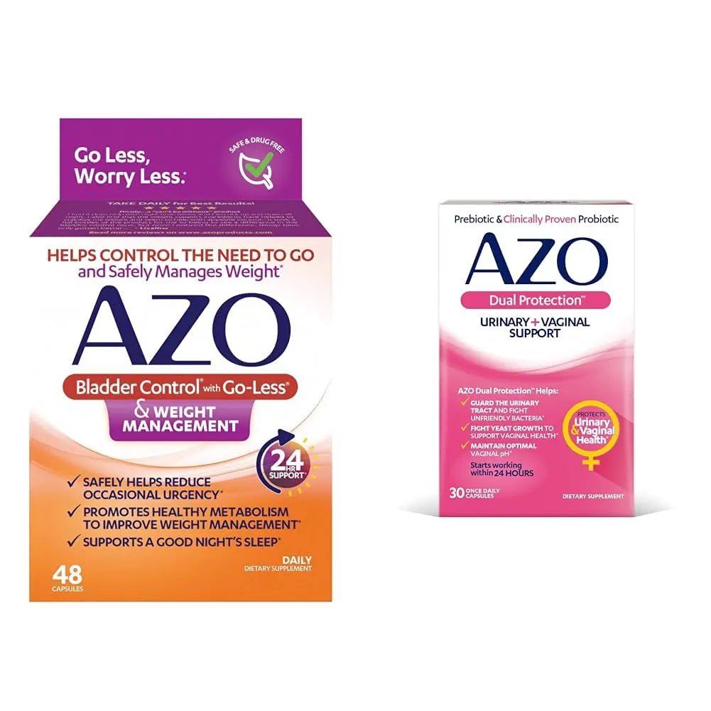 AZO Bladder Control with Go-Less® & Weight Management Dietary Supplement & Dual Protection | Urinary + Vaginal Support* - dailyvitalstore