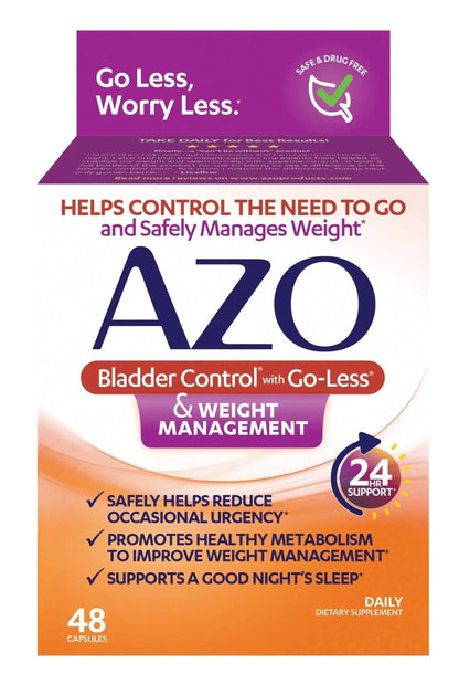 AZO Bladder Control with Go-Less® & Weight Management Dietary Supplement & Dual Protection | Urinary + Vaginal Support* - dailyvitalstore