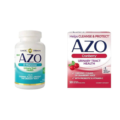AZO D Mannose Urinary Tract Health, Cleanse, Flush & Protect The Urinary Tract & Cranberry Urinary Tract Health Supplement, 1 Serving = 1 Glass of Cranberry Juice, Sugar - dailyvitalstore