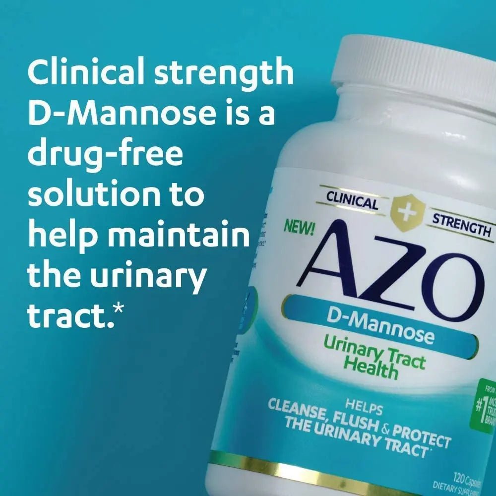 AZO D Mannose Urinary Tract Health, Cleanse, Flush & Protect The Urinary Tract, No.1 Pharmacist Recommended Brand, Clinical Strength, Non-GMO, 120 Count (Pack of 2) - dailyvitalstore