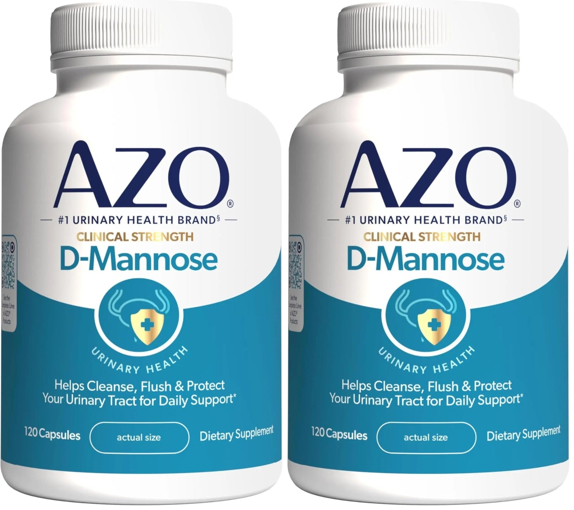 AZO D Mannose Urinary Tract Health, Cleanse, Flush & Protect The Urinary Tract, No.1 Pharmacist Recommended Brand, Clinical Strength, Non-GMO, 120 Count (Pack of 2) - dailyvitalstore