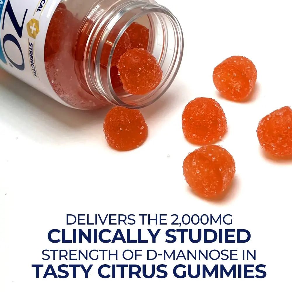 AZO D Mannose Urinary Tract Health Gummies, 40 Count, Clinical Strength 2000mg, Helps Cleanse, Flush & Protect, No.1 Pharmacist Recommended Brand, Vegan Tangy Citrus Blast Flavor, Non-GMO, Gluten Free - dailyvitalstore