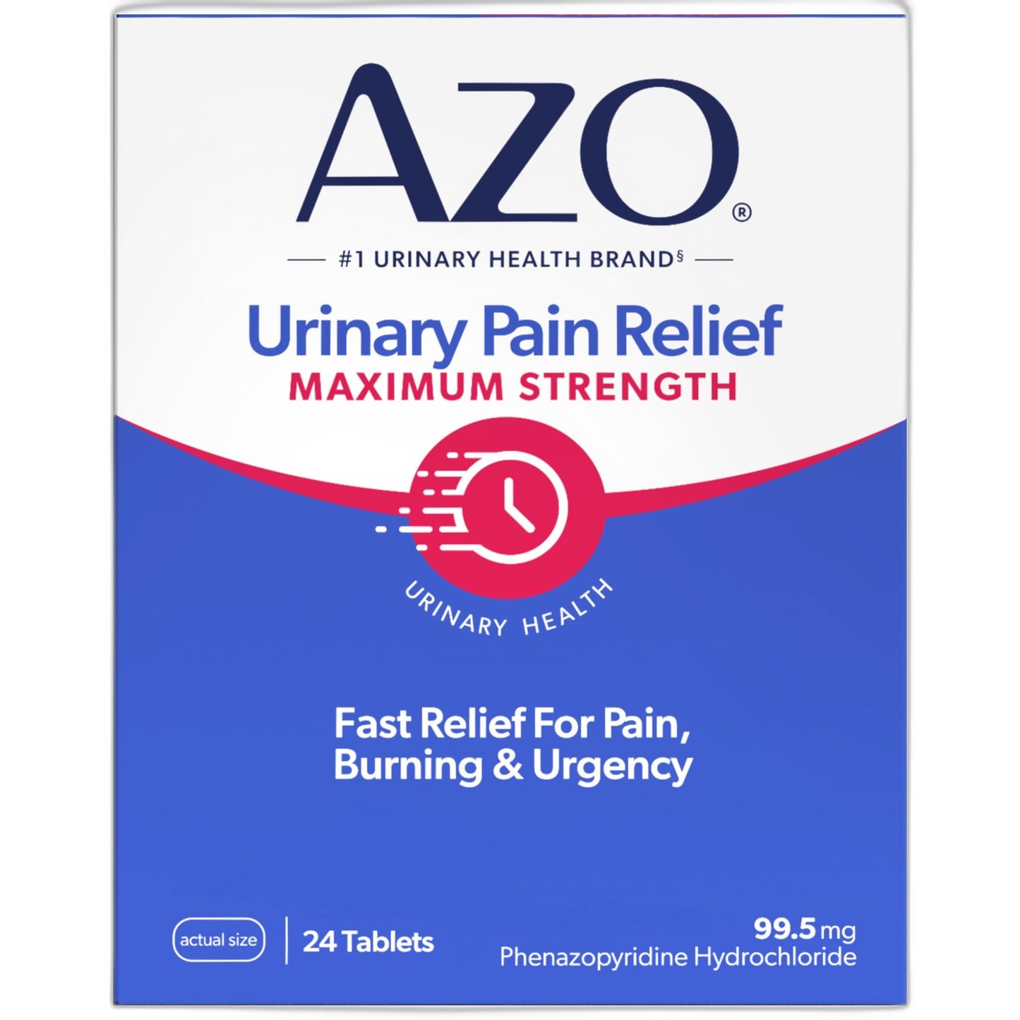AZO Urinary Pain Relief Maximum Strength, Fast relief of UTI Pain, Burning & Urgency, Targets Source of Pain, 1 Most Trusted Brand, 24 Tablets - dailyvitalstore