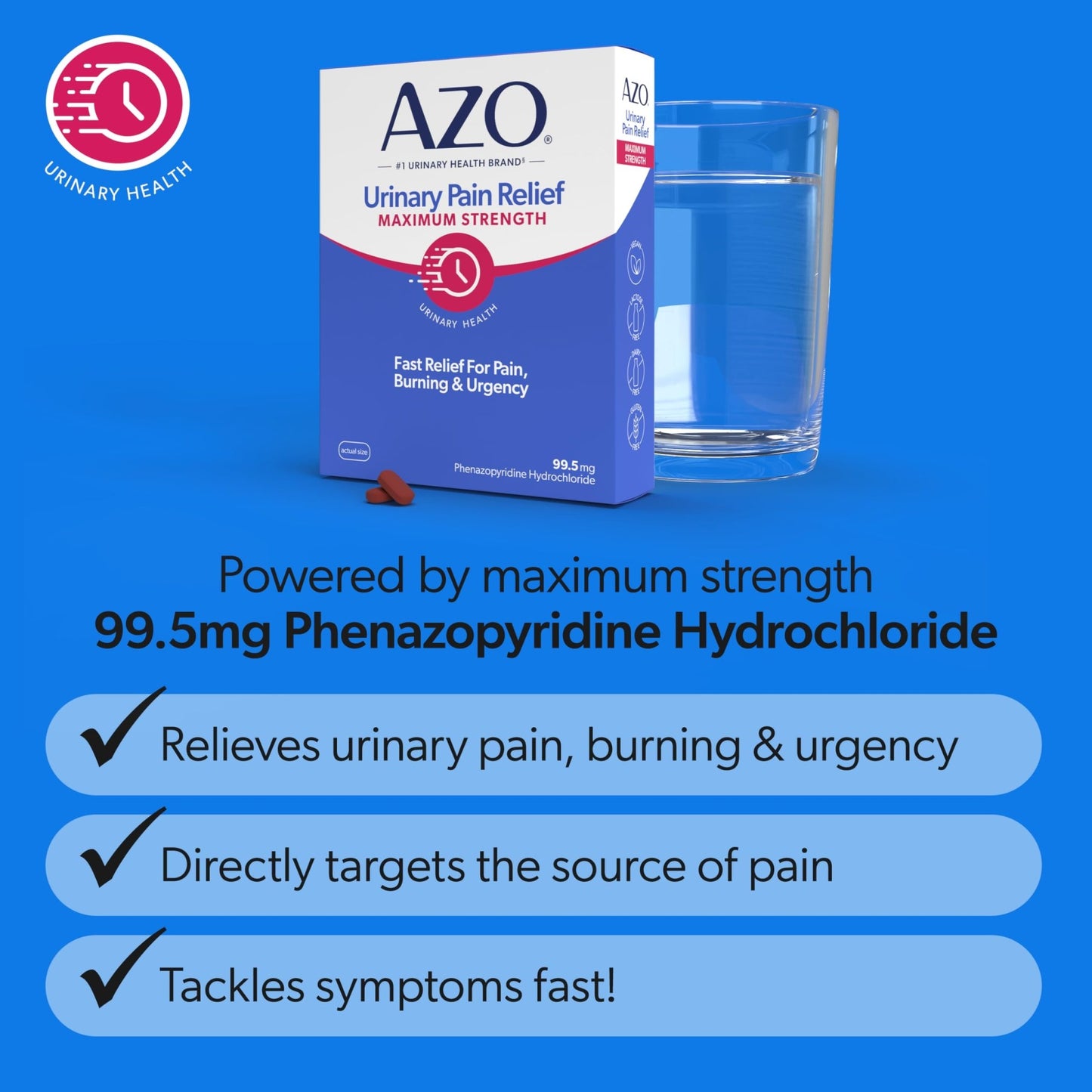 AZO Urinary Pain Relief Maximum Strength | Fast Relief of UTI Pain, Burning & Urgency | Targets Source of Pain | 1 Most Trusted Brand | 48 Tablets - dailyvitalstore