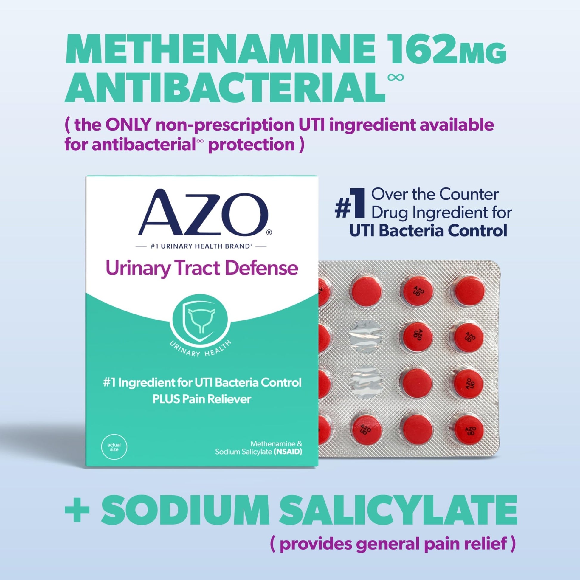 AZO Urinary Tract Defense Antibacterial Protection, FSA/HSA Eligible, Helps Control a UTI Until You Can See a Doctor, from The No. 1 Most Trusted Urinary Health Brand, 24 Count (Pack of 1) - dailyvitalstore