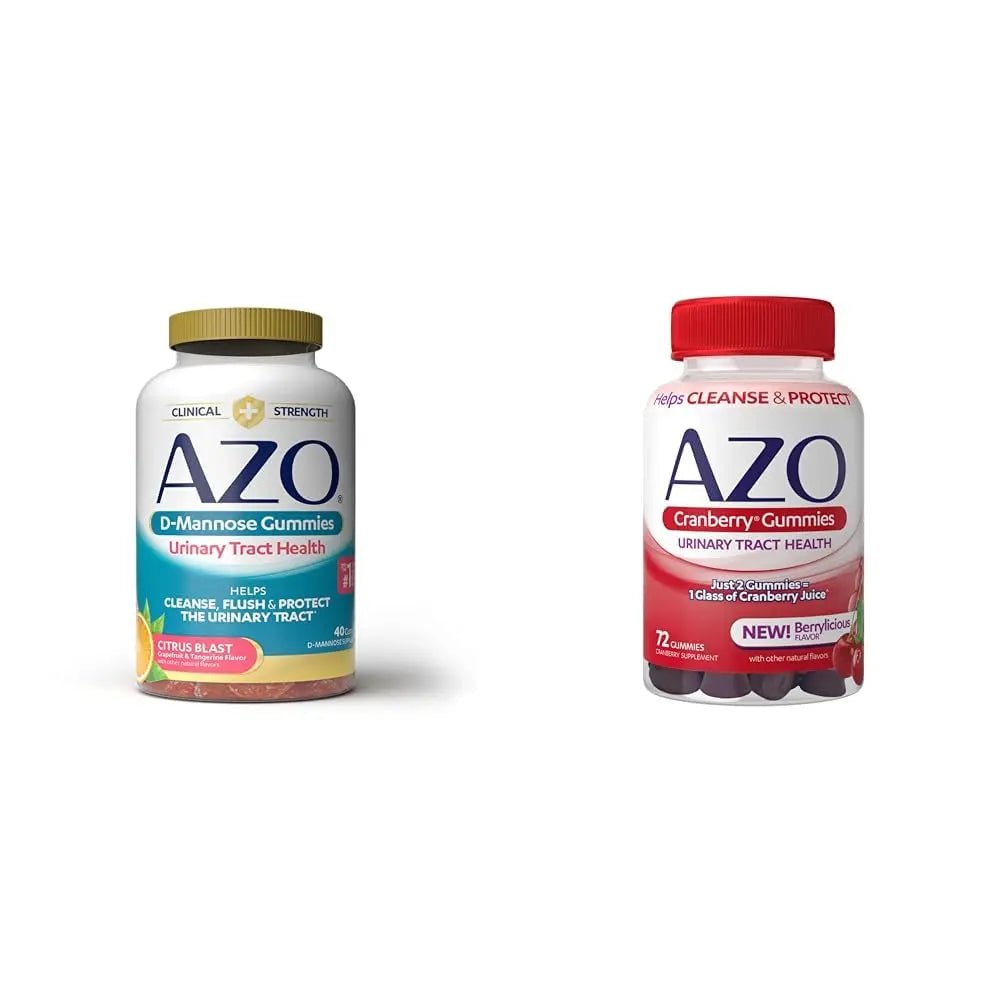 AZO Urinary Tract Health Gummies Bundle - D-Mannose 2000mg Citrus 40 Count and Cranberry 72 Count - dailyvitalstore
