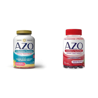 AZO Urinary Tract Health Gummies Bundle - D-Mannose 2000mg Citrus 40 Count and Cranberry 72 Count - dailyvitalstore