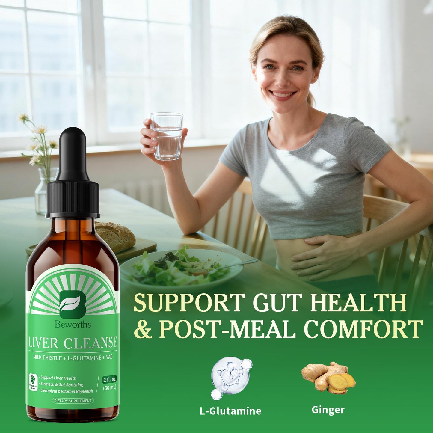 B BEWORTHS Liver Cleanse Detox & Repair - Liver Support Liquid Drops with Milk Thistle, L-Glutamine & NAC, Liver Support, Stomach & Gut Soothing, - dailyvitalstore