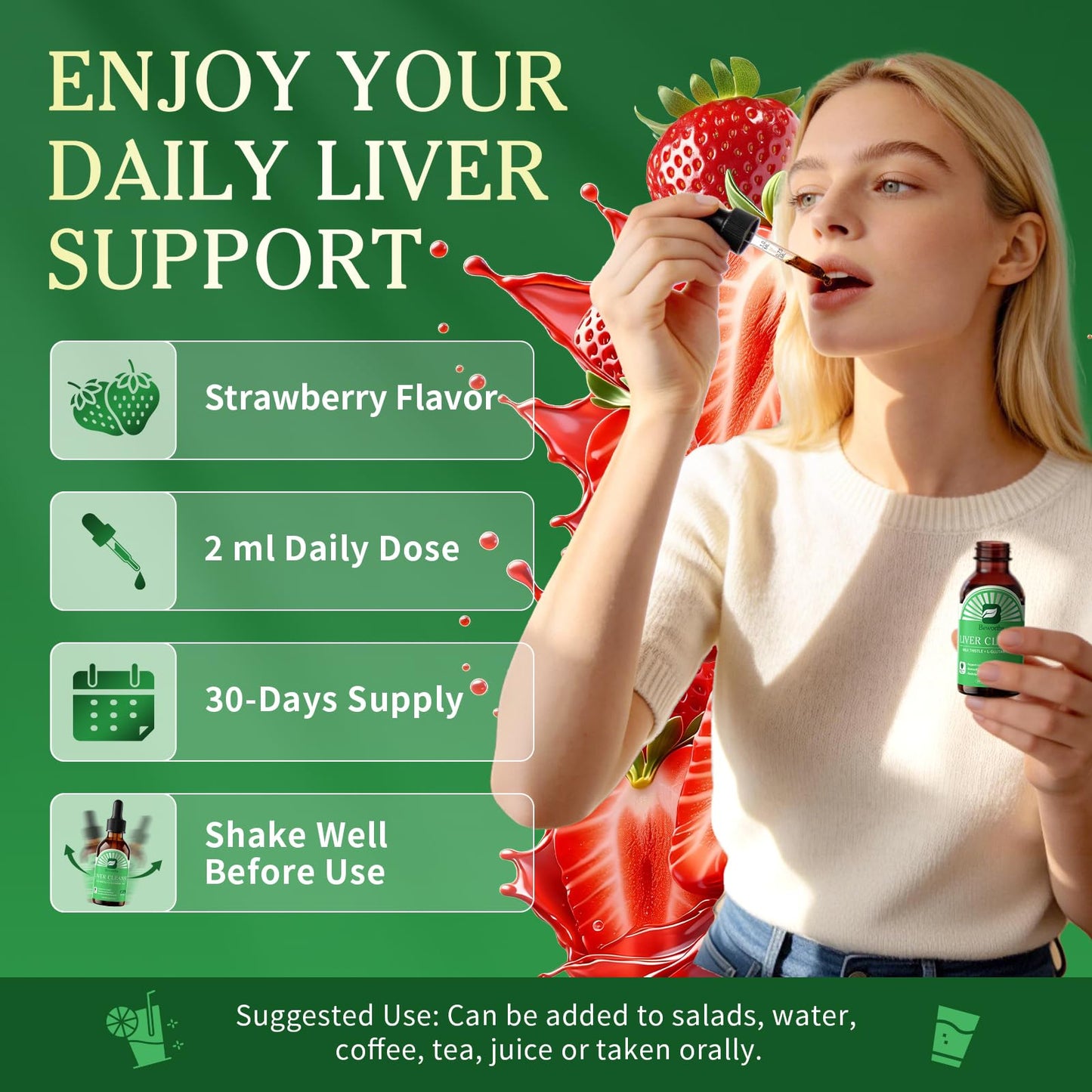 B BEWORTHS Liver Cleanse Detox & Repair - Liver Support Liquid Drops with Milk Thistle, L-Glutamine & NAC, Liver Support, Stomach & Gut Soothing, - dailyvitalstore