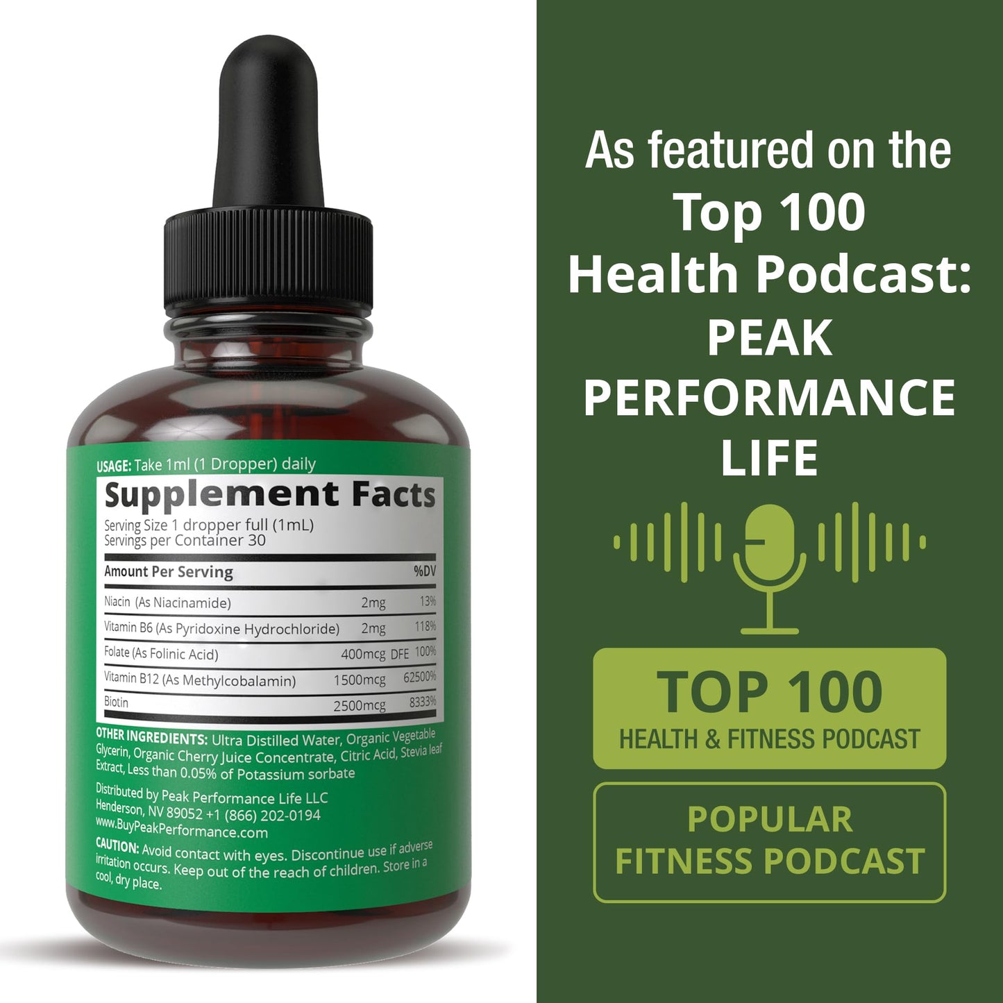 B Complex Liquid Drops Vegan Supplement. Best 5 B Vitamins with B3 Niacin, B6, B7 Biotin, B9 Folate, Methylcobalamin B12. B-Complex for Hair, Skin Nails, Energy. for Adults, Men, Women - dailyvitalstore