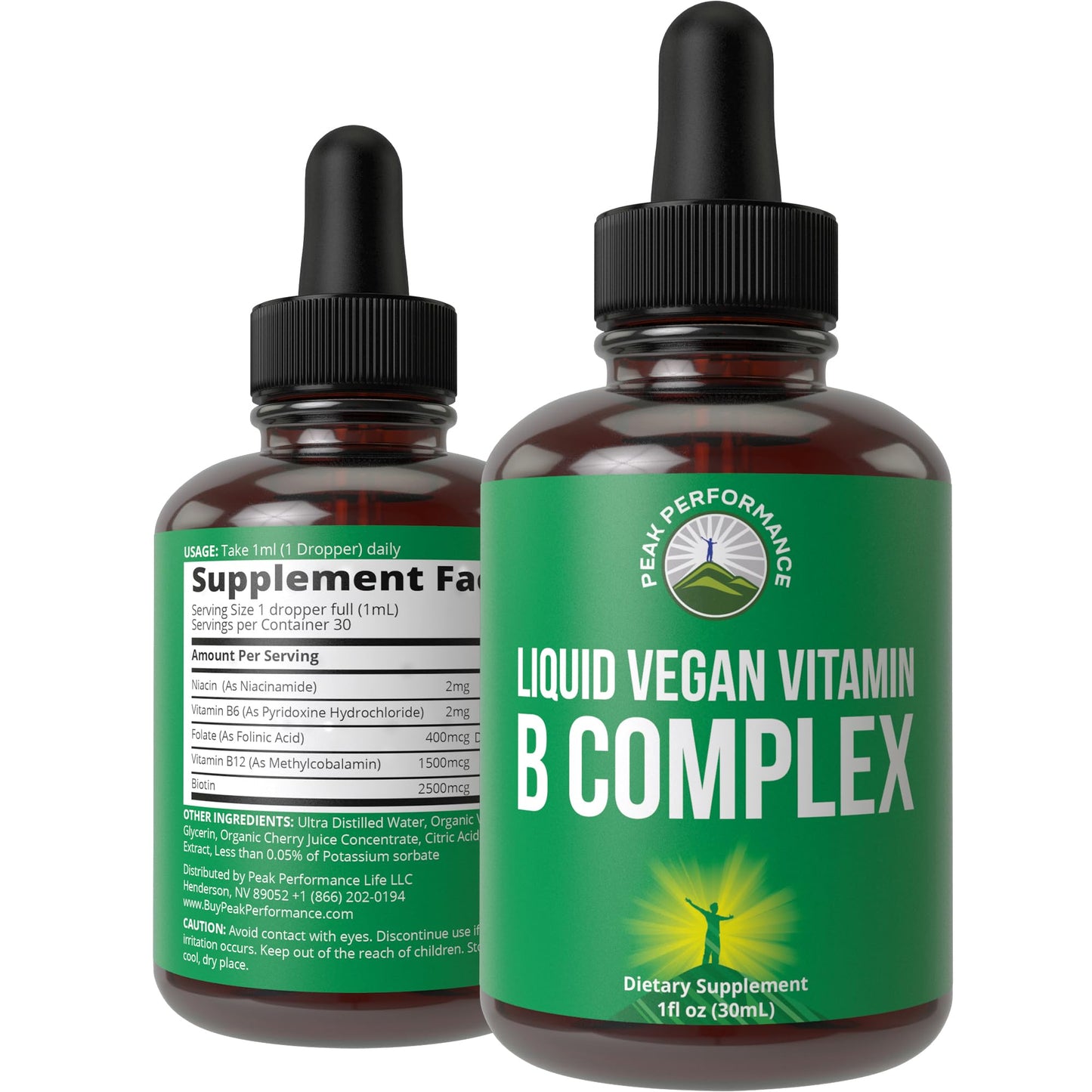 B Complex Liquid Drops Vegan Supplement. Best 5 B Vitamins with B3 Niacin, B6, B7 Biotin, B9 Folate, Methylcobalamin B12. B-Complex for Hair, Skin Nails, Energy. for Adults, Men, Women - dailyvitalstore