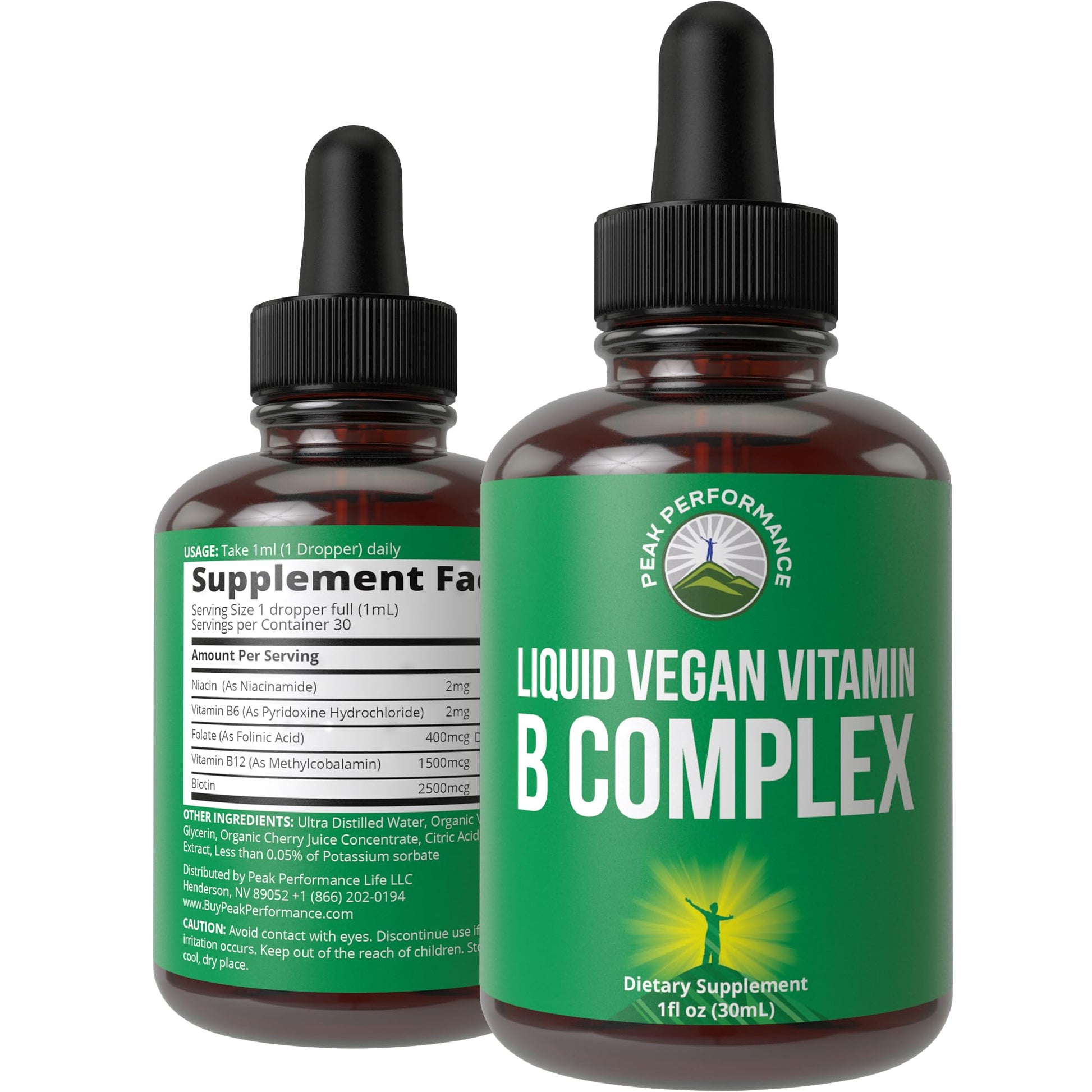 B Complex Liquid Drops Vegan Supplement. Best 5 B Vitamins with B3 Niacin, B6, B7 Biotin, B9 Folate, Methylcobalamin B12. B-Complex for Hair, Skin Nails, Energy. for Adults, Men, Women - dailyvitalstore