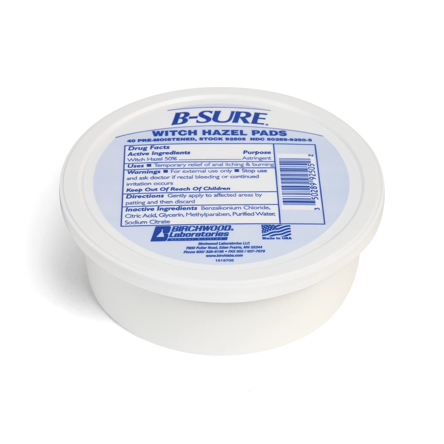 B-Sure Pre-Moistened Witch Hazel Pads, 40 Count - dailyvitalstore