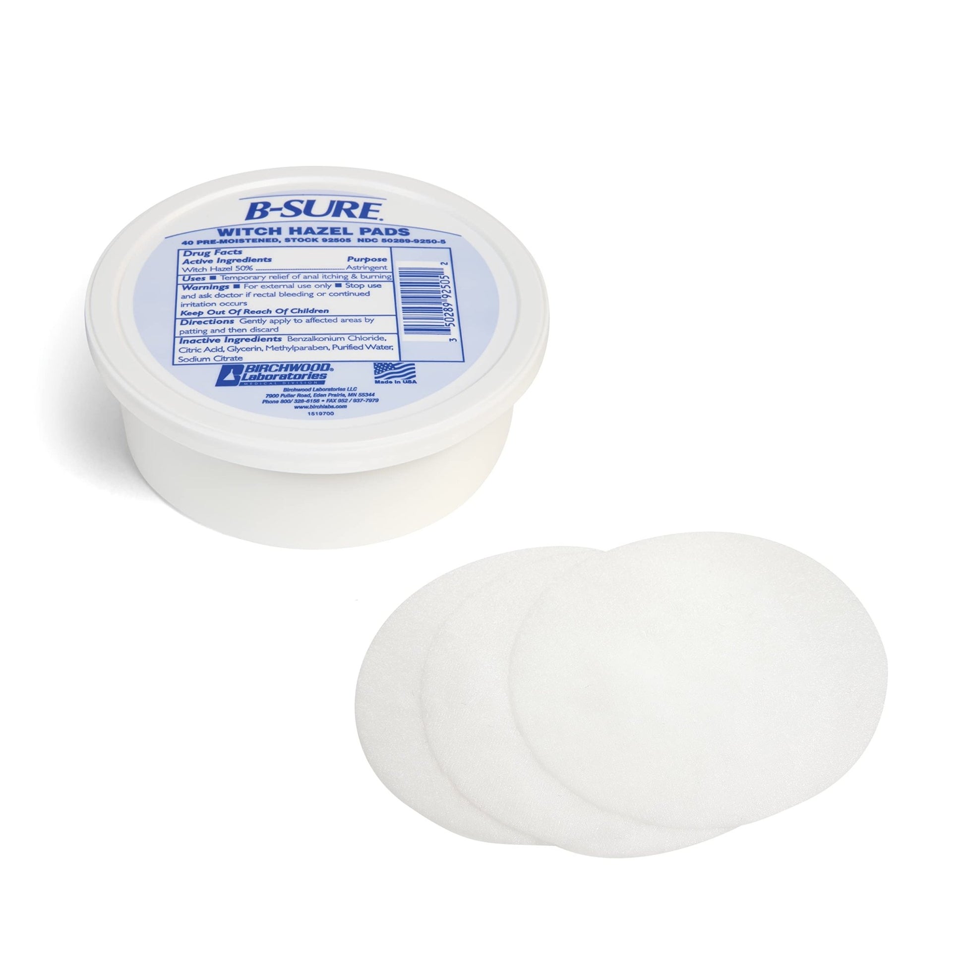 B-Sure Pre-Moistened Witch Hazel Pads, 40 Count - dailyvitalstore