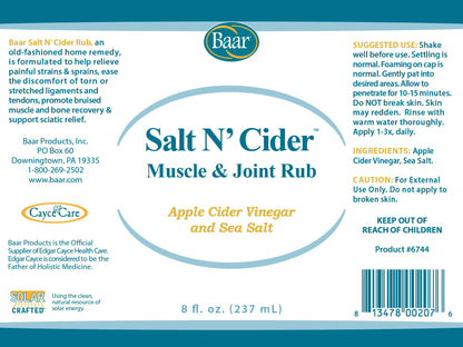 Baar Salt N' Cider Rub - Aids Bruised Ligaments & Tendons, Strains, Sprains & Bone Recovery, 8 fl. oz. - dailyvitalstore