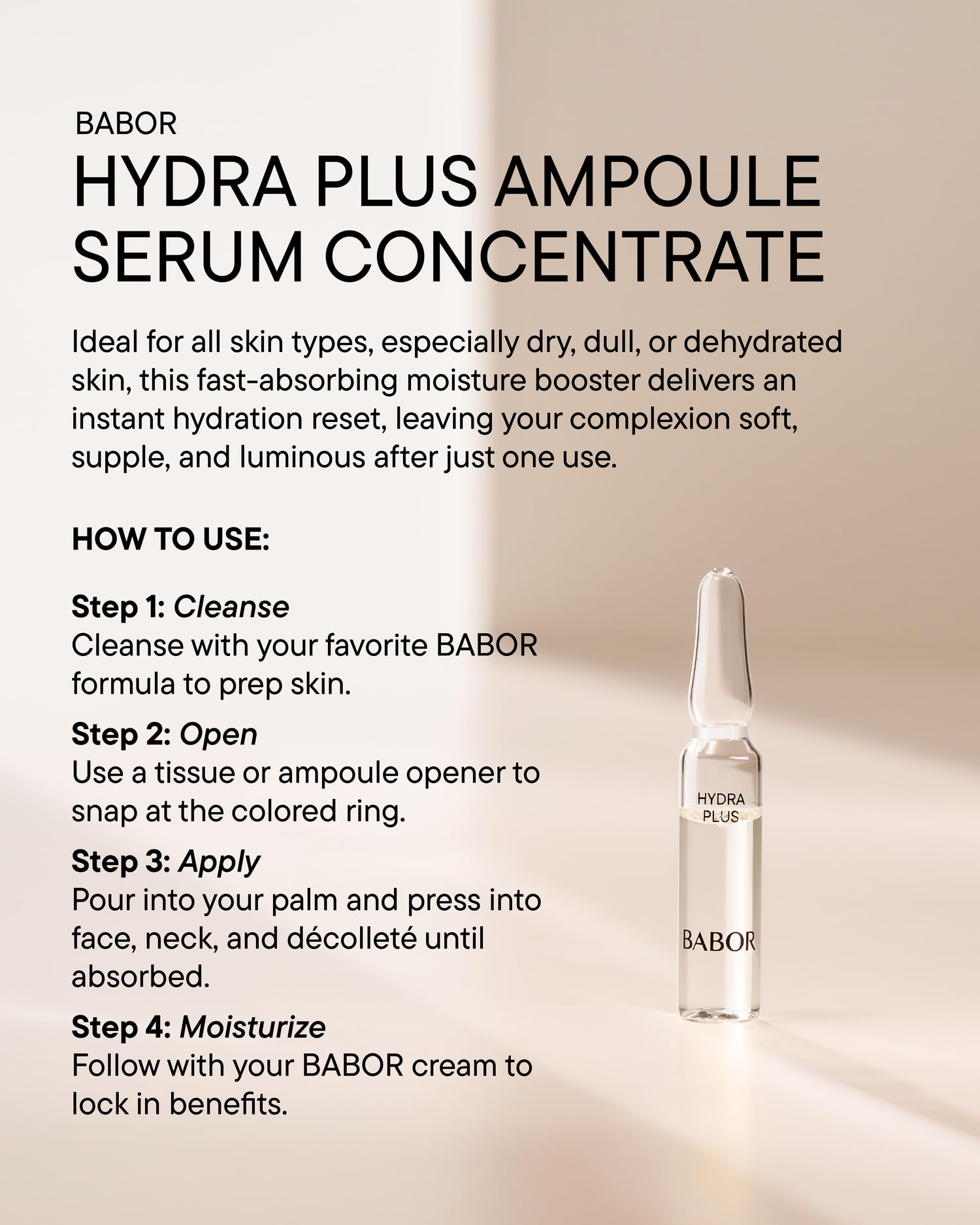 BABOR Hydra Plus Ampoule Concentrate, Moisturizing Skincare Capsule, Hyaluronic Acid Serum, Deeply Nourish to Plump and Smooth Skin, - dailyvitalstore