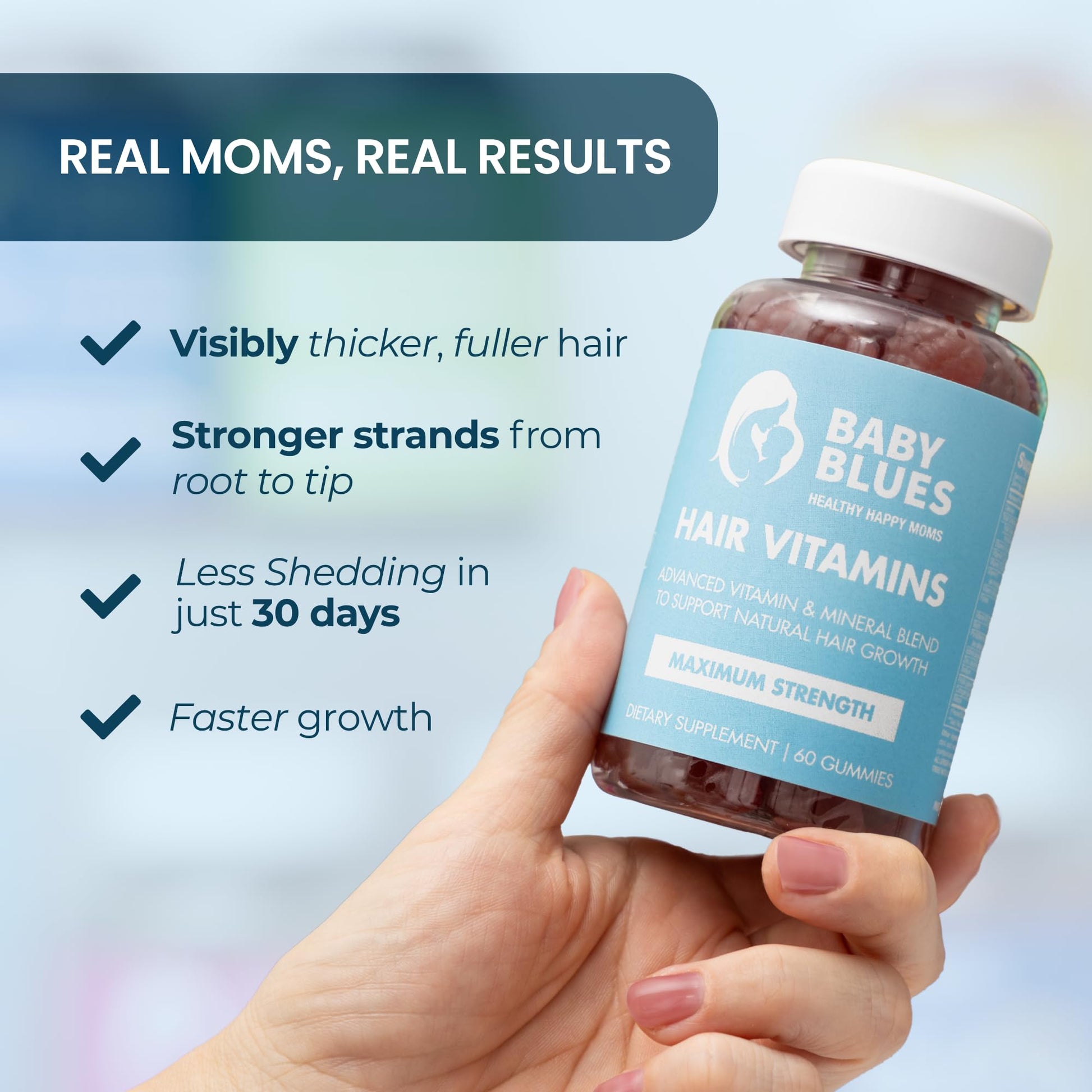 Baby Blues Postpartum Hair Loss Vitamins - Passion Fruit Gummies with Biotin, Collagen, & Folate - dailyvitalstore
