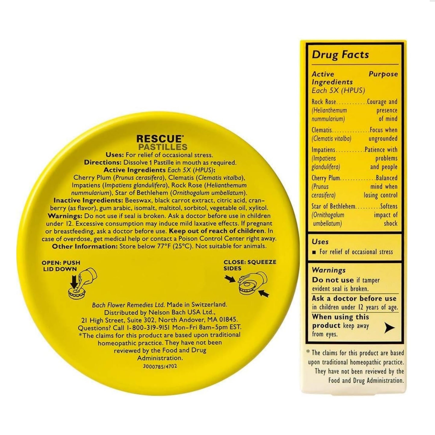 Bach RESCUE PASTILLES, Cranberry Flavor, 35 Count, and Bach 20mL Dropper, Natural Stress Relief, Homeopathic Flower Remedy, Vegetarian, Gluten and Sugar-Free, 35 Count - dailyvitalstore