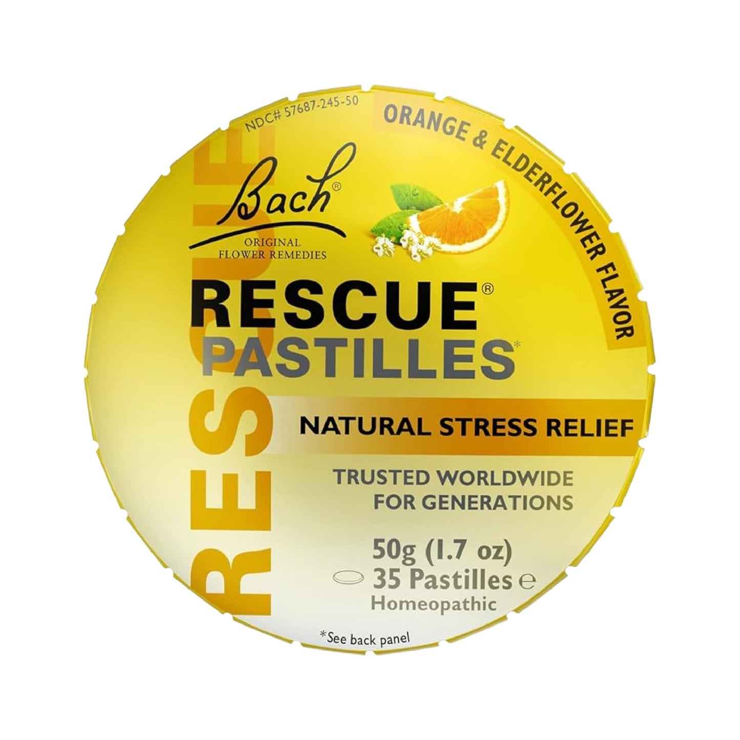 Bach Rescue PASTILLES, Orange and Elderflower Flavor, Natural Stress Relief Lozenges, Homeopathic Flower Essence, Vegetarian, Gluten & Sugar-Free, 35 Count - dailyvitalstore