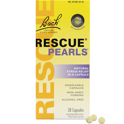Bach RESCUE PEARLS, Natural Orange Vanilla Flavor, Natural Stress Relief, Homeopathic Flower Essence, Quick-Dissolve, Gluten & Sugar-Free, 28 Count - dailyvitalstore