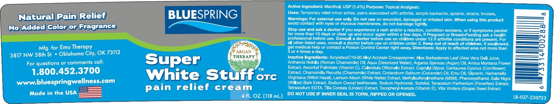 Back Pain Relief Cream with Emu Oil - Super White Stuff Natural Pain Reliever -Topical Cream for Muscle and Joint Pain Relief - Experience Sore Muscle Relief in 5 Minutes - 4 oz - dailyvitalstore