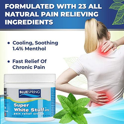 Back Pain Relief Cream with Emu Oil - Super White Stuff Natural Pain Reliever -Topical Cream for Muscle and Joint Pain Relief - Experience Sore Muscle Relief in 5 Minutes - 4 oz - dailyvitalstore