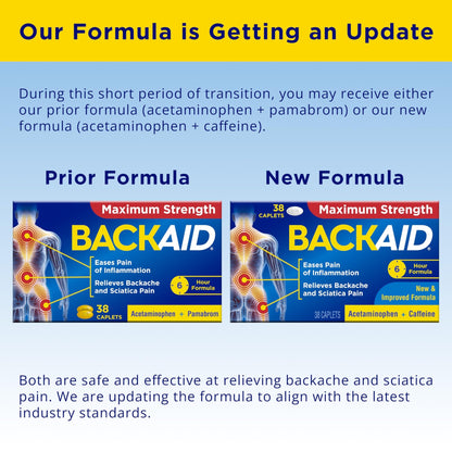 Backaid Maximum Strength Aspirin-Free Pain Relief from Backache, Sciatica and Leg Pain, Powerful Combination, Long-Lasting 6 Hour Formula, 38 Count - dailyvitalstore
