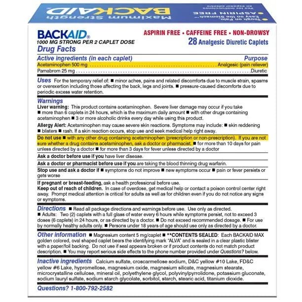 BACKAID Pills 28 Tablets (Pack of 6) - dailyvitalstore