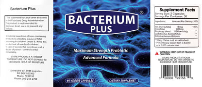 Bacterium Plus - Maximum Strength Probiotics - Probiotic Blend to Improve Instestinal Health, 100% Natural Digestive Supplement - 60 Capsules - dailyvitalstore
