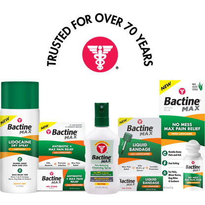 Bactine Max Pain Relieving Antiseptic Spray with Lidocaine, First Aid Pain + Itch Relief, No-Sting, Kills 99% of Germs*, 5oz - dailyvitalstore