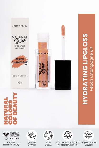 Bade Natural Moisturizing Lip Gloss Peach Champagne 04 – Soft Shine Finish, Smooth Non-Sticky Formula - dailyvitalstore
