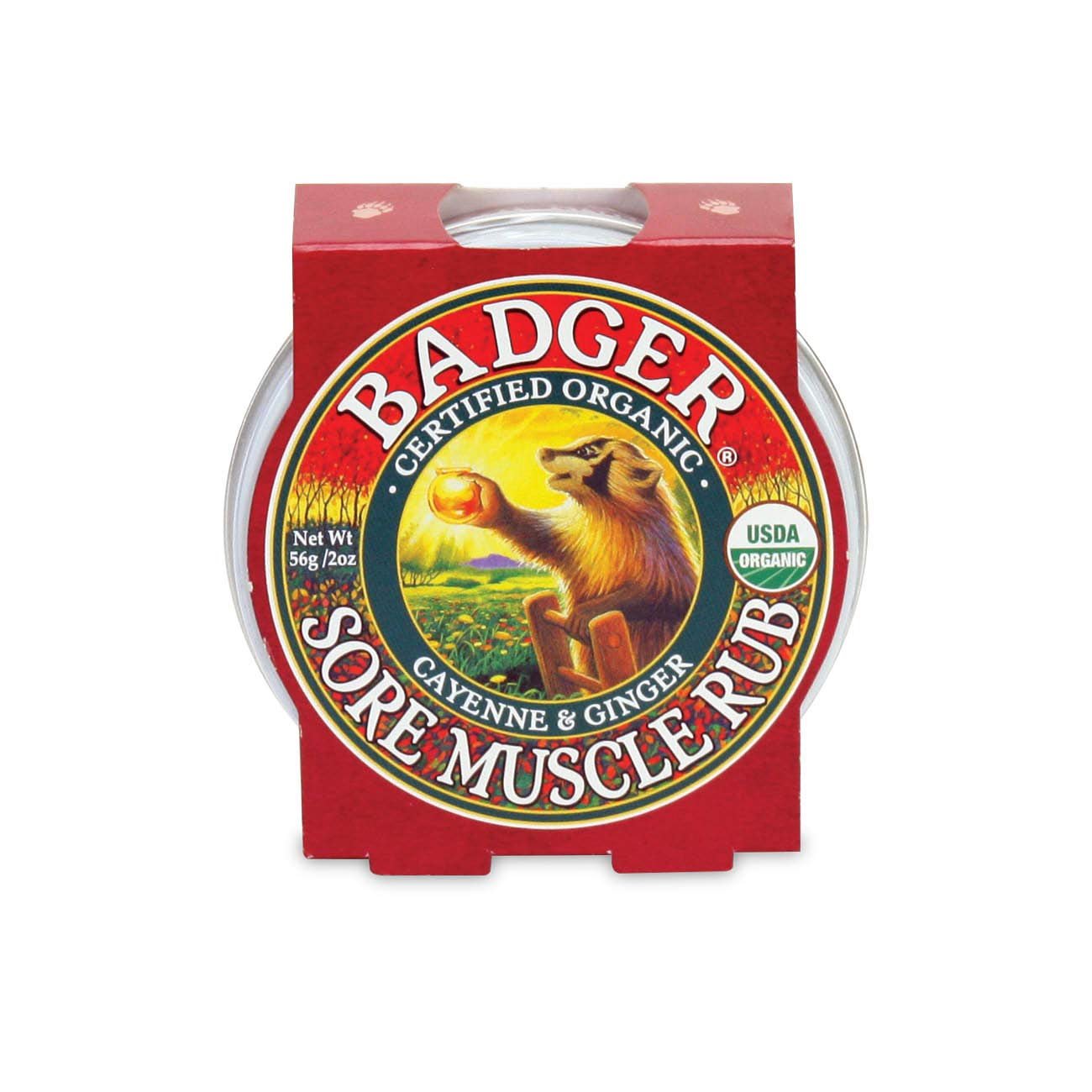 Badger Sore Muscle Rub Tin, Cayenne & Ginger, 2 oz (1 Pack) - dailyvitalstore