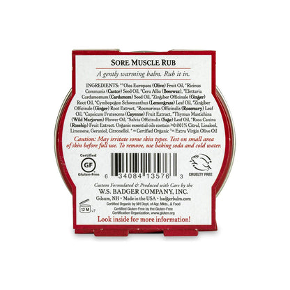 Badger Sore Muscle Rub Tin, Cayenne & Ginger, 2 oz (1 Pack) - dailyvitalstore