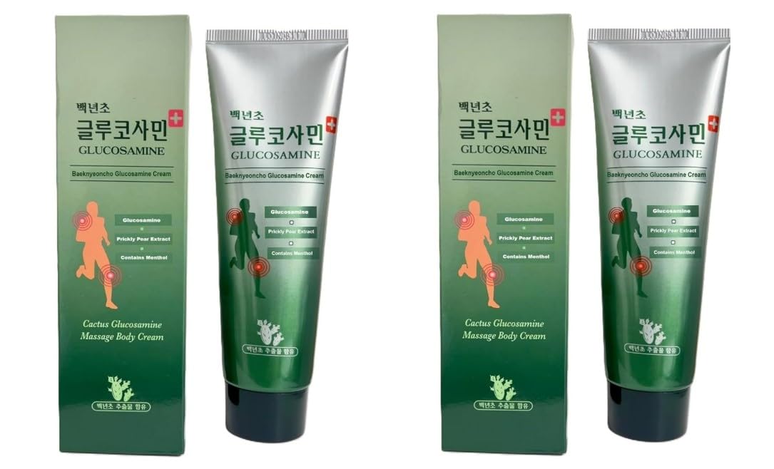 Baeknyencho Glucosamine Body Massage Cream 150ml x 2 EA. Fragrance-Free & Paraben Free. Natural Gel for Massage Therapy - dailyvitalstore