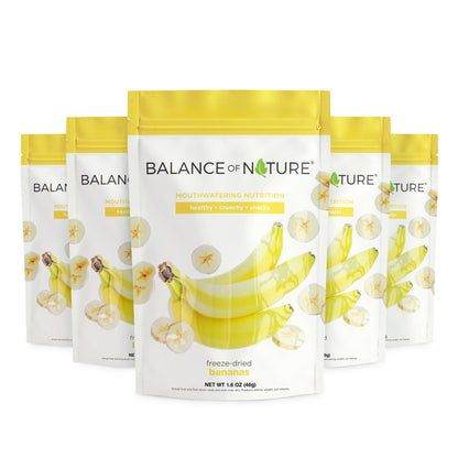 Balance of Nature Freeze-Dried Bananas (5 Pack) – 100% Real Fruit, Crunchy Banana Slices, Healthy Snack, Mouthwatering Nutrition, Gluten-Free, Vegan, No Sugar Added, Five 1.6 oz Bags - dailyvitalstore
