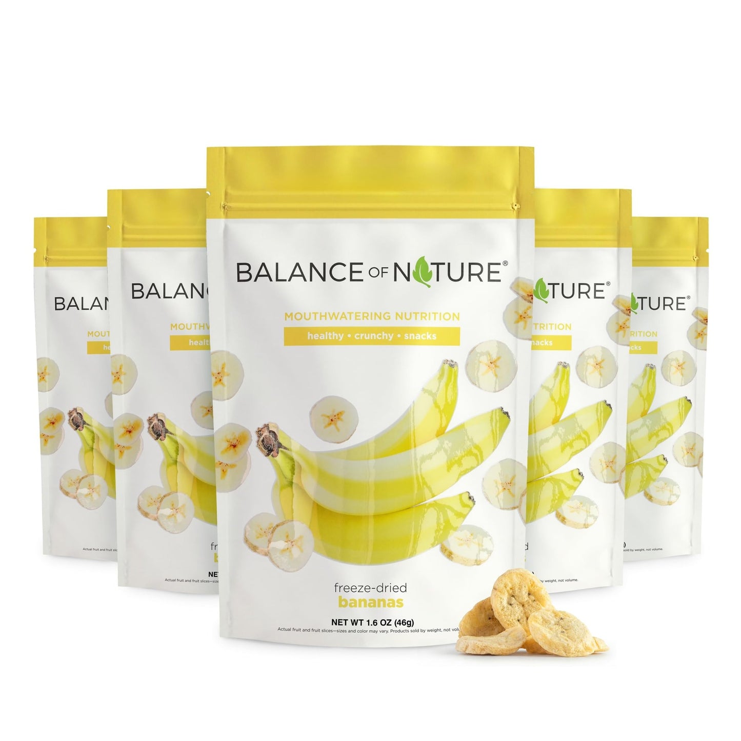 Balance of Nature Freeze-Dried Bananas (5 Pack) – 100% Real Fruit, Crunchy Banana Slices, Healthy Snack, Mouthwatering Nutrition, Gluten-Free, Vegan, No Sugar Added, Five 1.6 oz Bags - dailyvitalstore