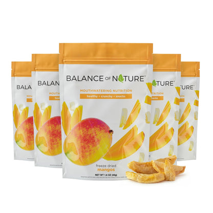 Balance of Nature Freeze-Dried Mangos (5 Pack) – 100% Real Fruit, Crunchy Mango Slices, Healthy Snack, Mouthwatering Nutrition, Gluten-Free, Vegan, No Sugar Added, Five 1.6 oz Bags - dailyvitalstore