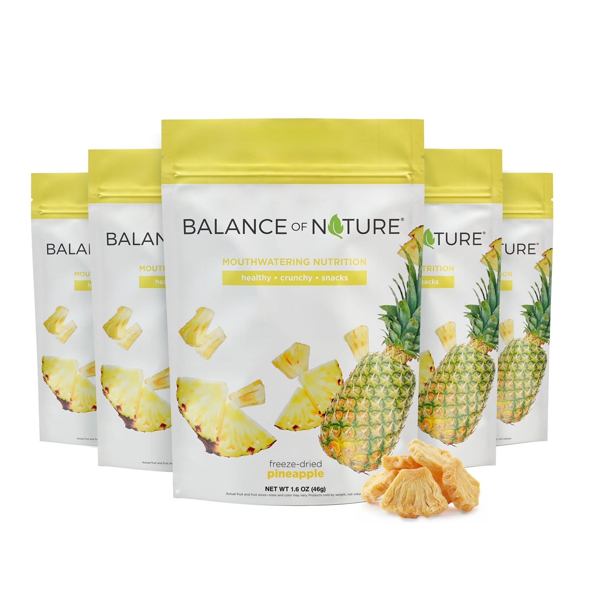 Balance of Nature Freeze-Dried Pineapples (5 Pack) – 100% Real Fruit, Crunchy Pineapple Slices, Healthy Snack, Mouthwatering Nutrition, Gluten-Free, Vegan, No Sugar Added, Five 1.6 oz Bags - dailyvitalstore