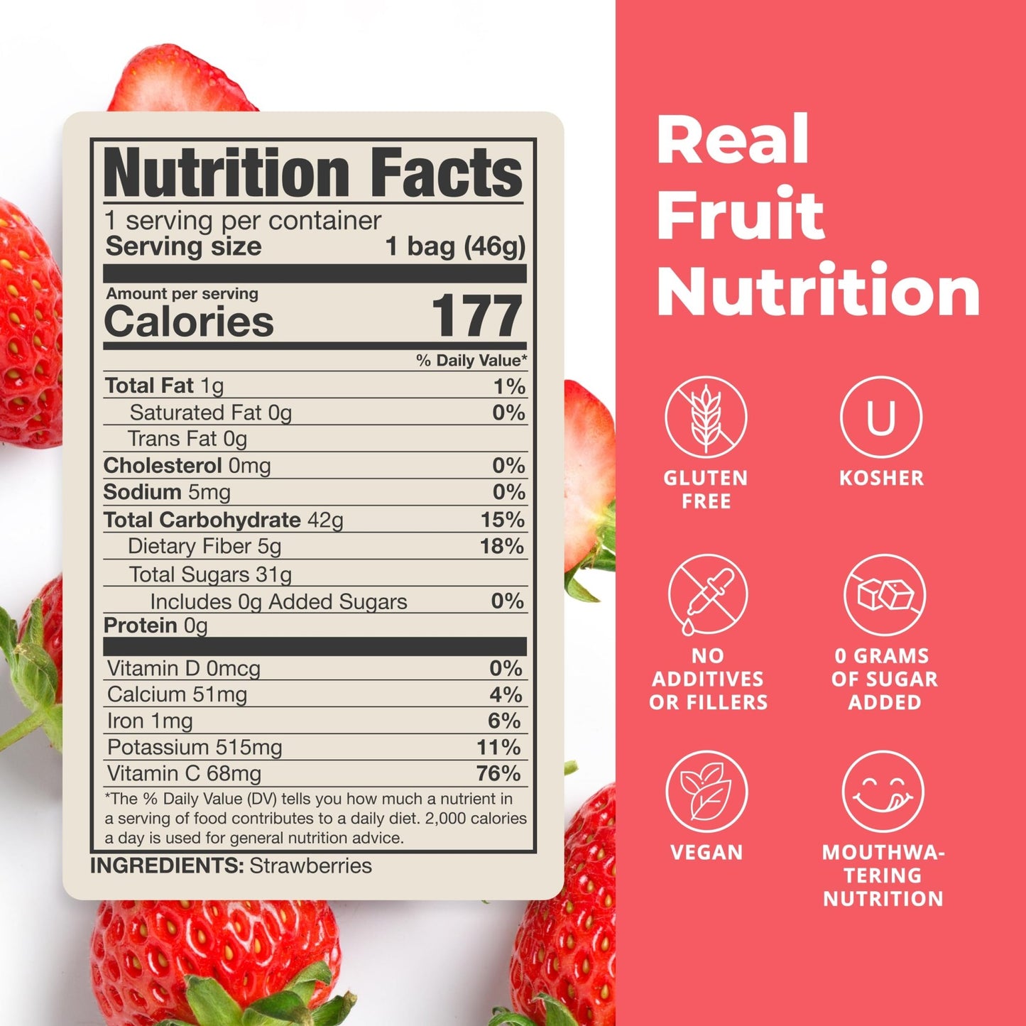 Balance of Nature Freeze-Dried Strawberries (5 Pack) – 100% Real Fruit, Crunchy Strawberry Slices, Healthy Snack, Mouthwatering Nutrition, Gluten-Free, Vegan, No Sugar Added, Five 1.6 oz Bags - dailyvitalstore